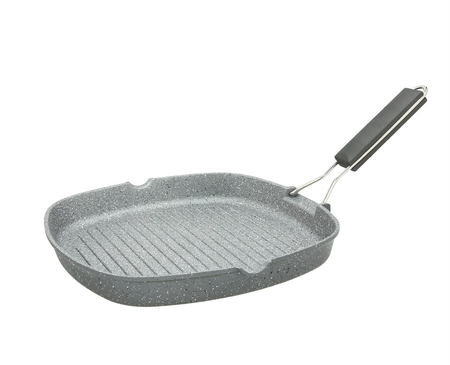Tognana Porcellane Grill Quadro 28x28cm in Alluminio Grigio con Manico Pieghevole Mythos - Bistecchiera Adatta per Gas, Induzione e Alogeni