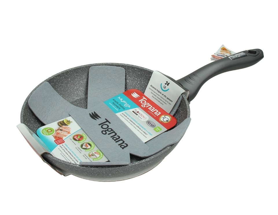 Tognana Padella Antiaderente Mythos 24 cm - Alluminio Forgiato, Rotondo, Multiuso, Nero e Grigio