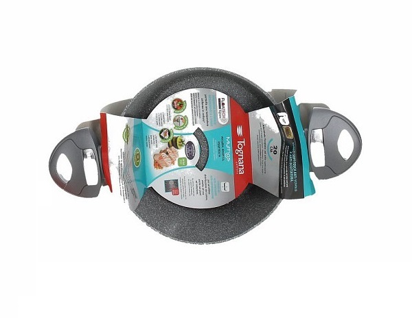 Tognana Casseruola 2 Manici Mythos in Alluminio Grigio 20 cm con Rivestimento Marmorizzato
