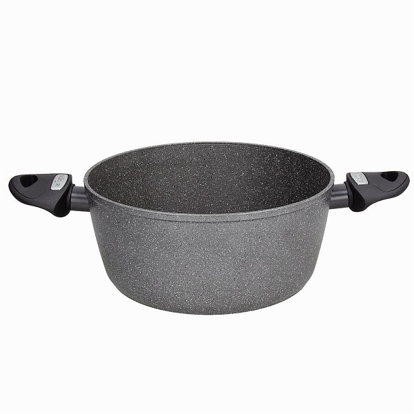 Tognana Mythos Casseruola 2 Manici 24 cm in Alluminio Grigio con Rivestimento Marmorizzato