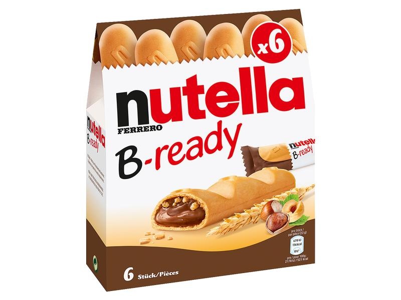 Ferrero Nutella B-Ready Biscotto Croccante con Crema di Nocciole e Cacao - Confezione da 6 x 22g