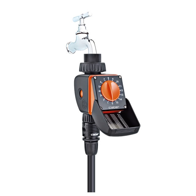 Claber Aquauno Logica - Programmatore automatico a rubinetto con 15 programmi prefissati e manopola rotativa