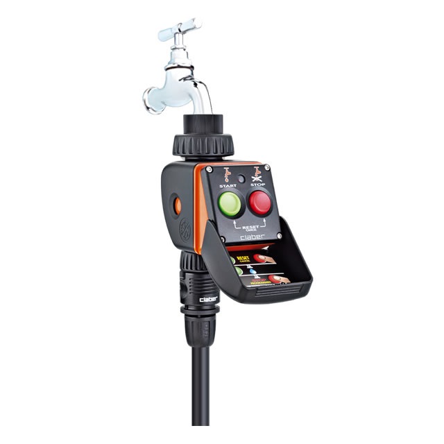 Claber Programmatore Aquauno Pratico 8425 - Timer per Irrigazione Digitale a Rubinetto, Facile da Usare con Memoria Automatica