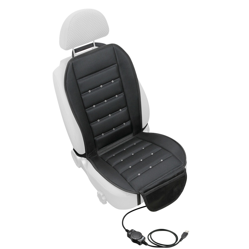 Lampa 54489 Air-Jet Elegance - Coprisedile Ventilato con Schienale, Flusso d'Aria Regolabile e Presa USB per Auto, Camion e Ufficio