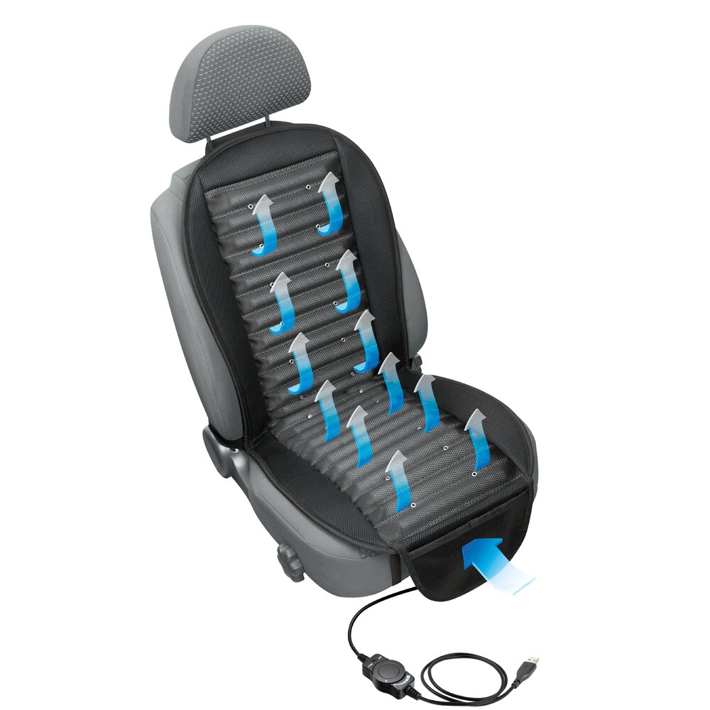 Lampa 54490 Coprisedile Ventilato con Flusso d'Aria Regolabile e Presa USB per Auto, Camion e Ufficio