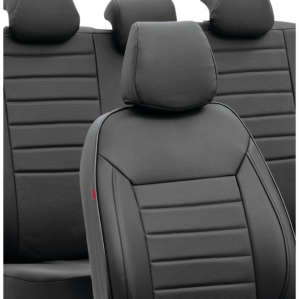 Lampa 54665 Luxury-Leatherette - Set Fodere Coordinate in Pelle Sintetica Nero con Imbottitura e 5 Copri Poggiatesta