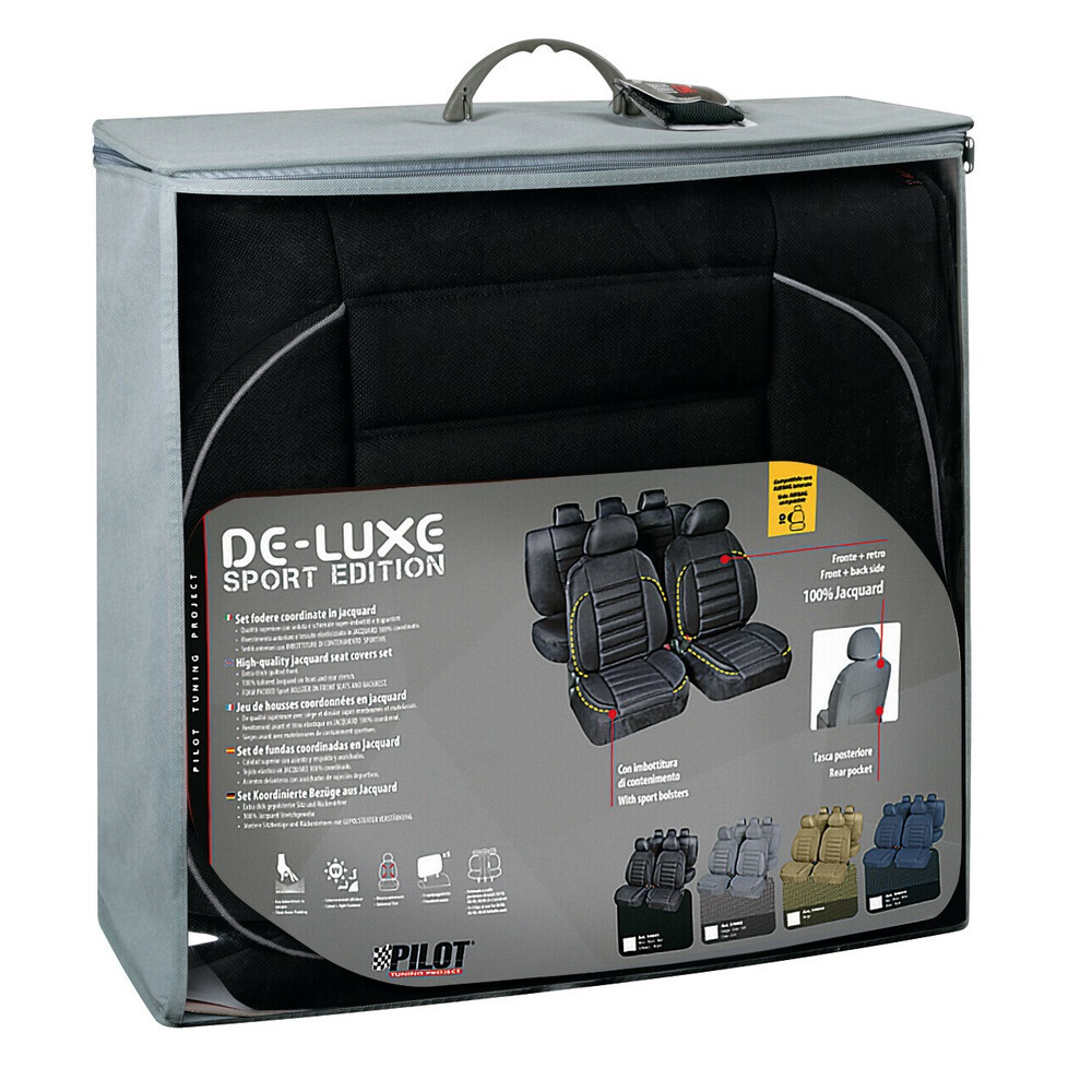 Lampa 54801 Sport Edition Set Fodere De-Luxe per Auto - Nero, Imbottitura Superiore e Tessuto Jacquard