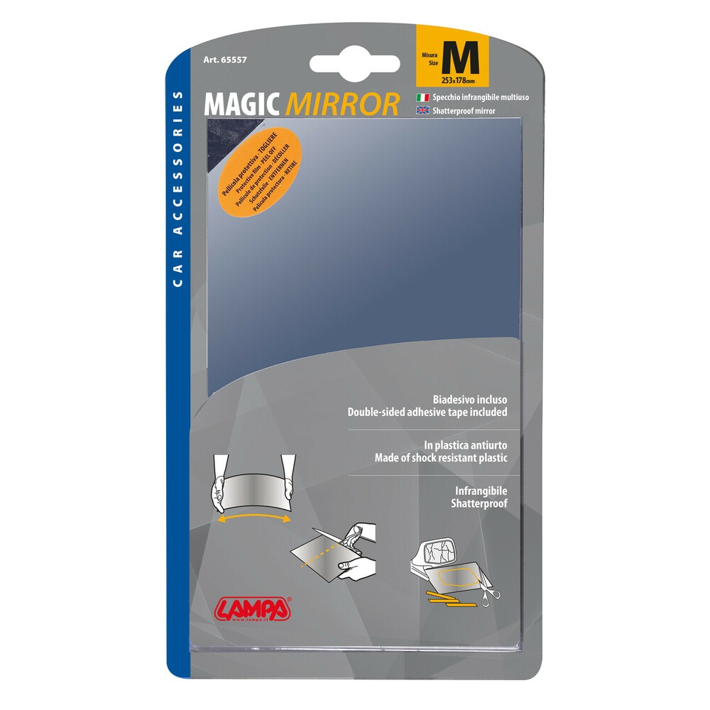Lampa Specchio Retrovisore Autoadesivo Multifunzionale 202x126mm in Plastica Resistente