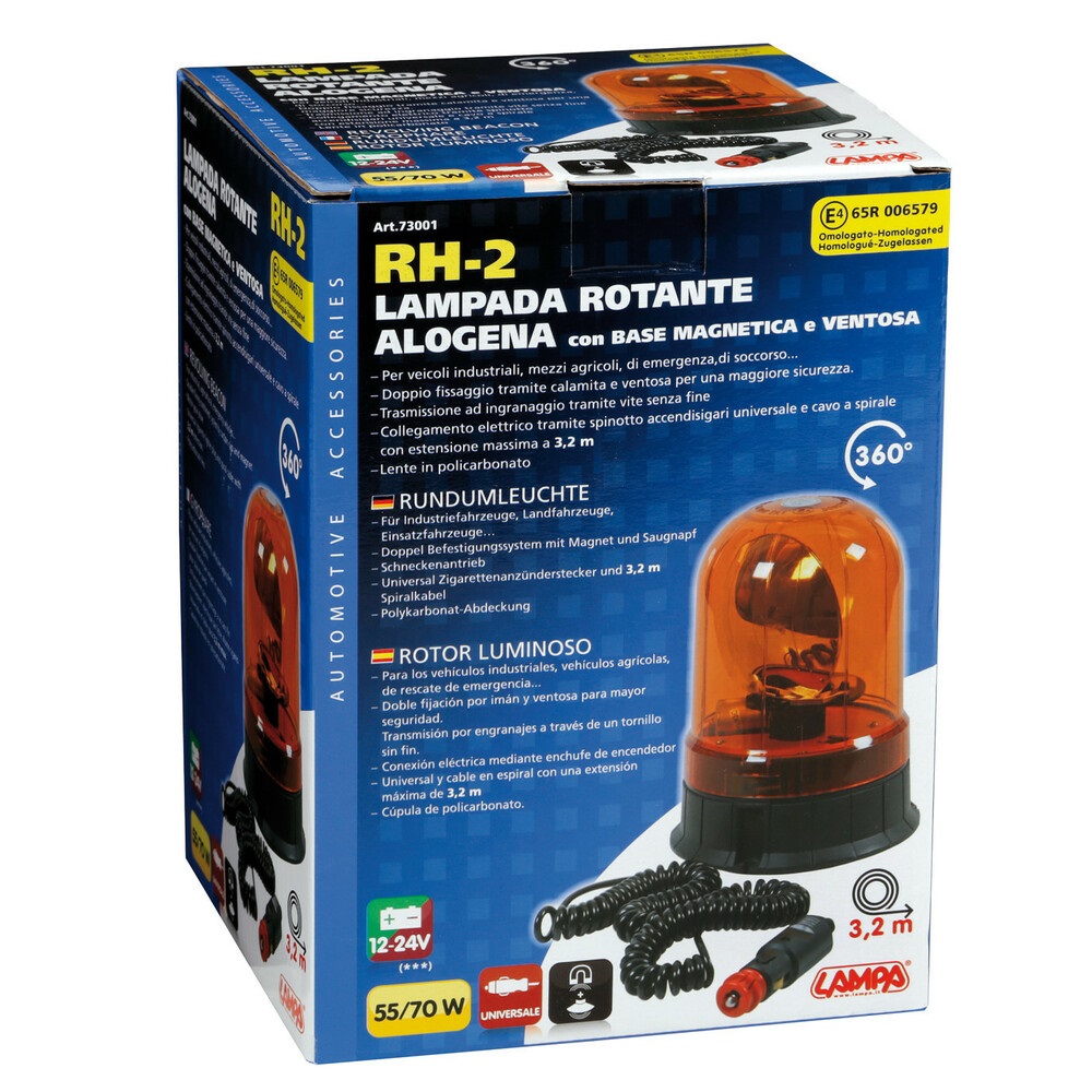 Lampa 73001 RH-2 Lampada Rotante con Base Magnetica e Ventosa - 12V/24V, Design Creativo e Durevole