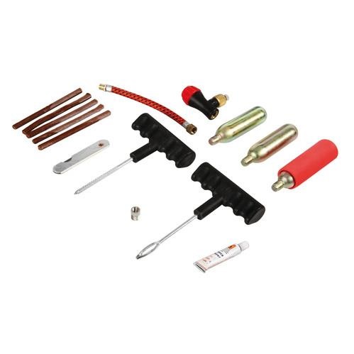 Lampa 90237 Kit di Riparazione e Gonfiaggio Gomme per Moto e Bici - Contiene Punteruoli, Strisce in Gomma e Mastice