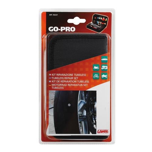 Lampa 90237 Kit di Riparazione e Gonfiaggio Gomme per Moto e Bici - Contiene Punteruoli, Strisce in Gomma e Mastice