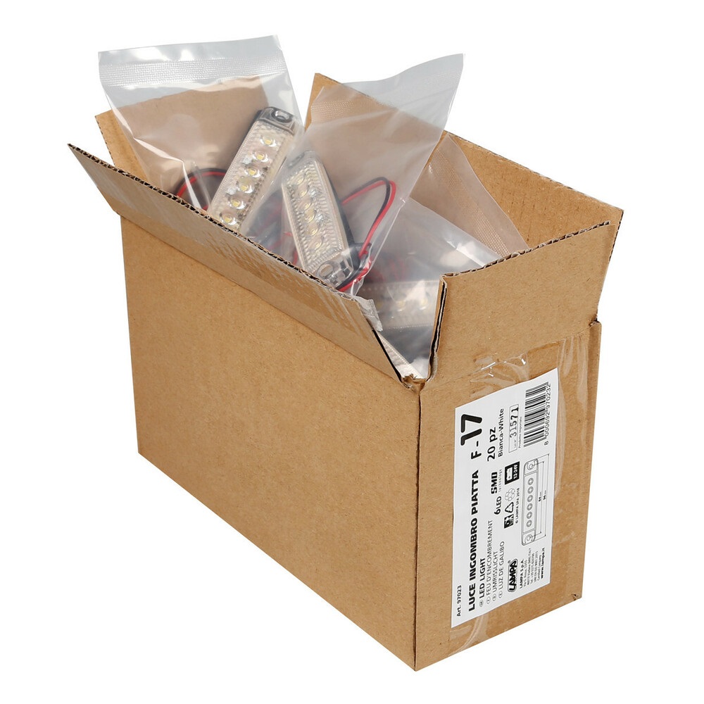 Lampa 97023 Set 20 pz Luce Ingombro a 6 LED Montaggio in Superficie 12/24V - Bianco