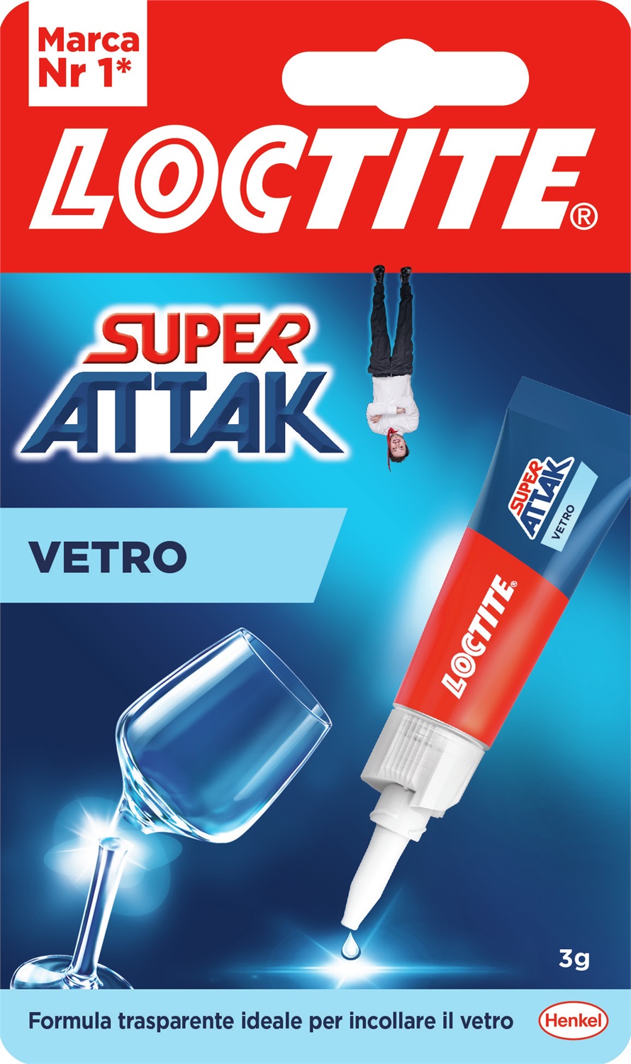 Loctite Super Attak Vetro - Colla Istantanea Trasparente per Vetro e Metallo - 3 g
