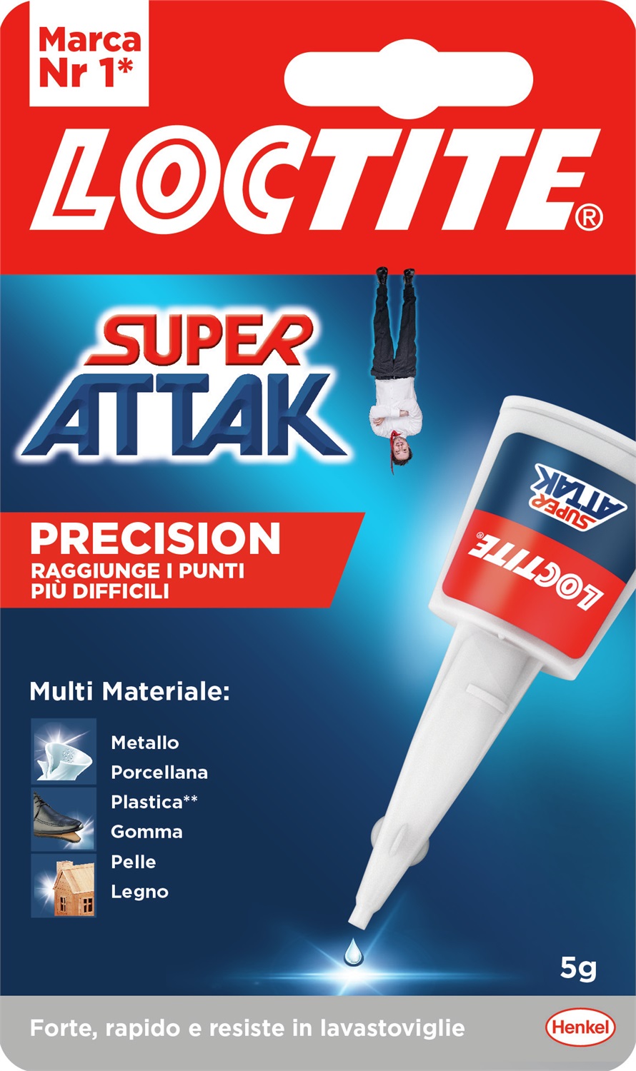 Loctite Super Attak Precision Colla Istantanea Trasparente 5g con Beccuccio Extra Lungo - Ideale per Gomma, Metallo, Ceramica, Legno, Cuoio e Plastica