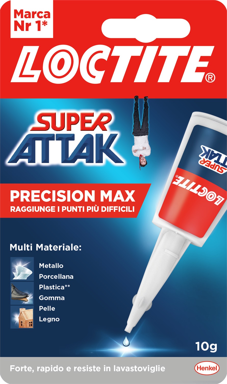 Loctite Super Attak Maxi 10g - Adesivo Istantaneo Liquido Trasparente per Gomma, Metallo, Ceramica, Legno, Cuoio e Plastica