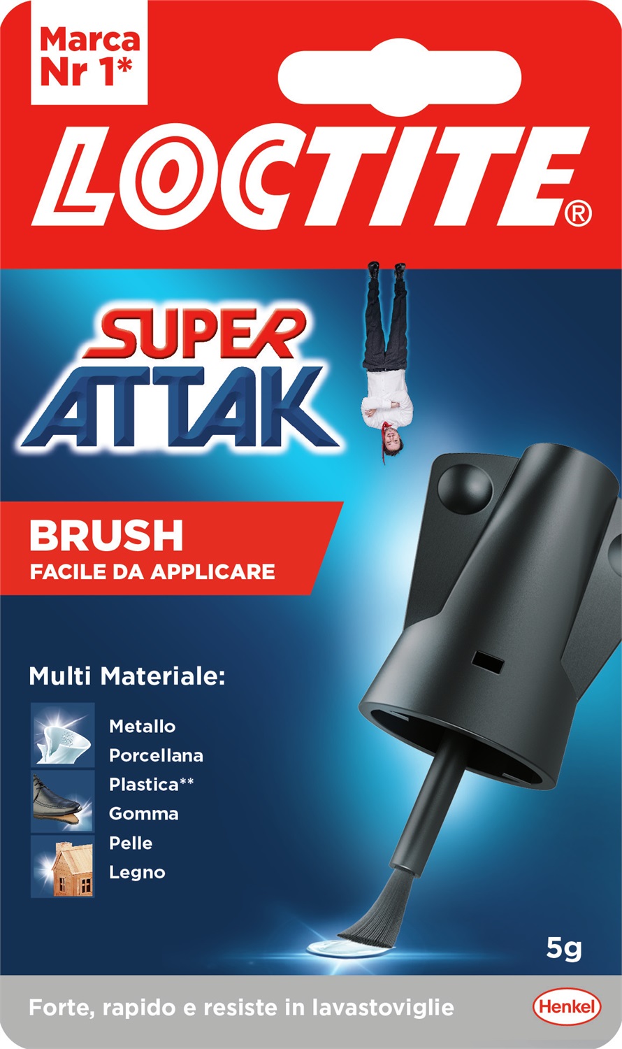 Loctite Super Attak Brush 5g - Colla Universale Istantanea con Pennello per Incollaggio di Gomma, Metallo, Ceramica, Legno e Pelle