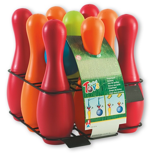 Androni Giocattoli Set Bowling da Esterno con 9 Birilli da 27 cm e 2 Palle, Riempibili con Acqua o Sabbia