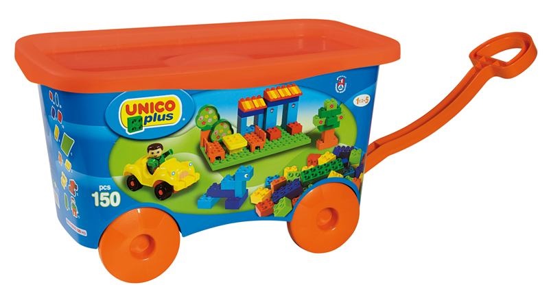 Simba Unico Plus Trolley con 150 Mattoncini Colorati - Adatto dai 18 Mesi - Made in Italy