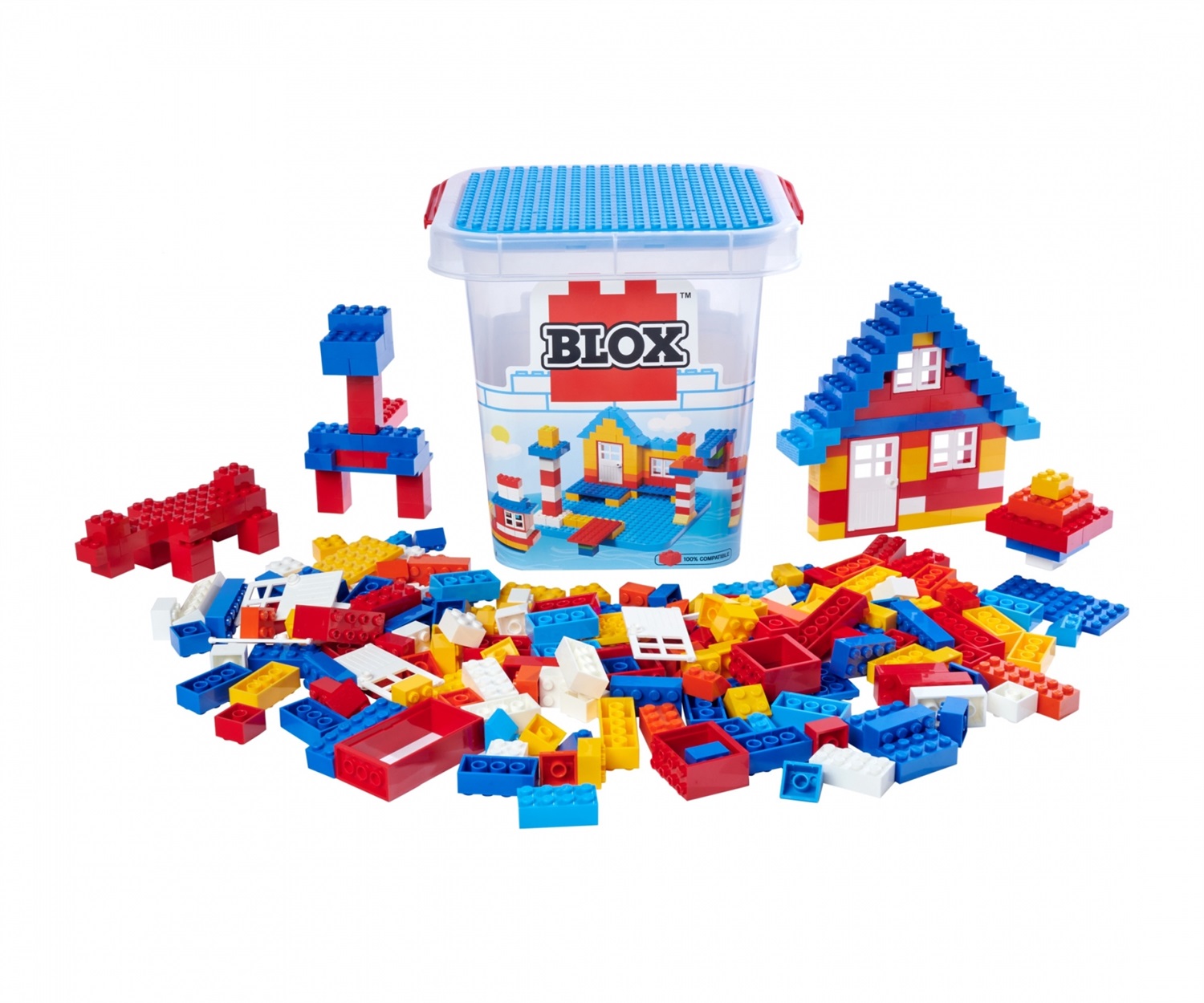 Simba Secchio 250 Mattoncini Blox - Compatibile con Lego Duplo, per Costruzioni 3D, Adatto da 1 a 5 Anni