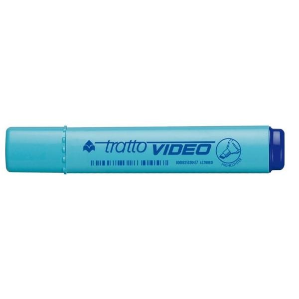Tratto Evidenziatore Video Azzurro Punta Scalpello 1-5 mm Confezione da 12 pz Inchiostro Universale a Base d'Acqua
