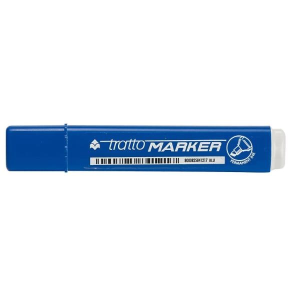TRATTO Marker Marcatore Permanente Punta a Scalpello 1-5 mm Blu - Confezione da 12 Pezzi