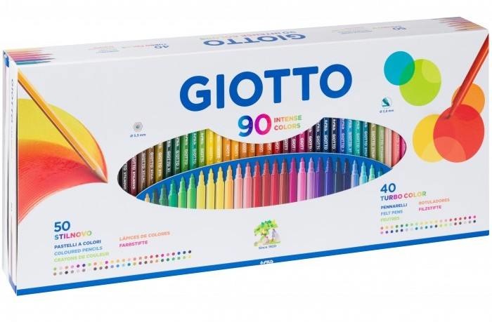 GIOTTO 90 Colours Special Set - 50 Pastelli Giotto Stilnovo e 40 Pennarelli Giotto Turbo Color, Colori Assortiti