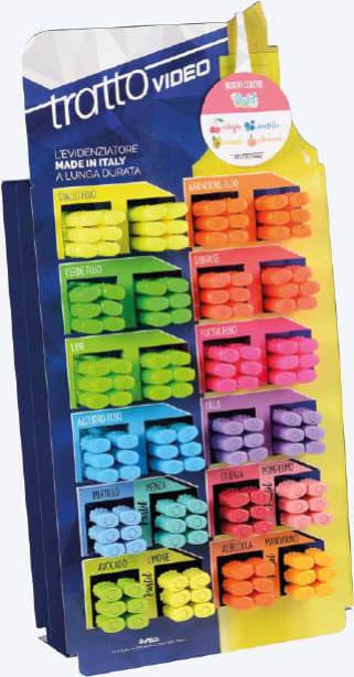 Tratto Espositore modulare 288 evidenziatori Tratto Video Fluo e Pastel - colori assortiti - F837500