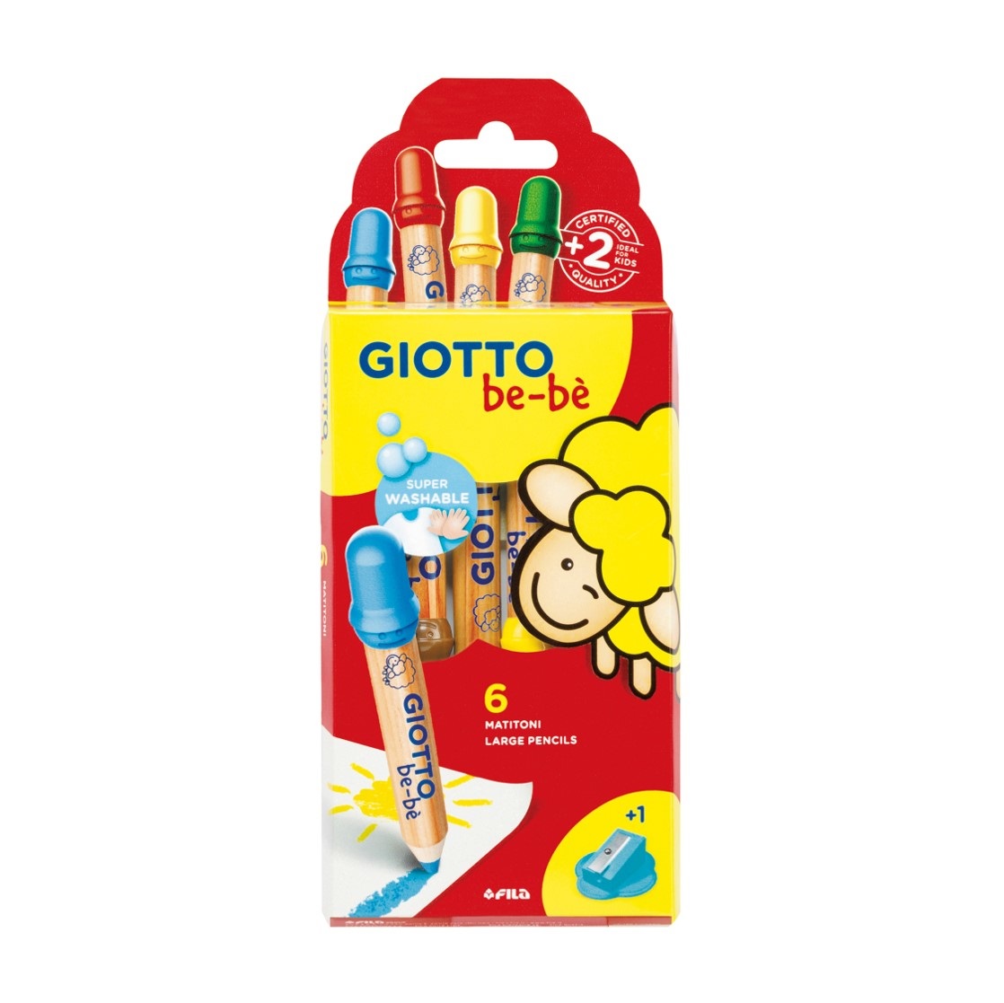 Giotto Be-be Supermatitoni 6 pz - Colori assortiti, Mina Ø 7 mm, Lavabili, Ergonomici