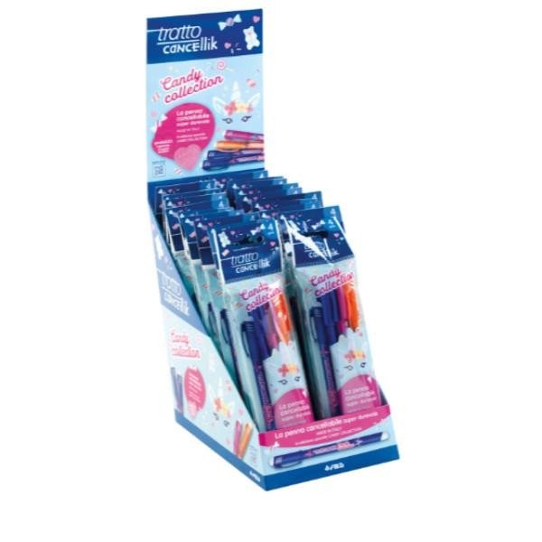 Tratto Cancellik Candy Collection - Penna a sfera cancellabile 4 pz con gomma a cuore, colori assortiti