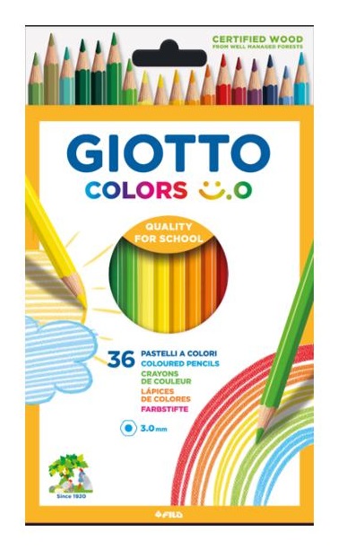 Giotto Pastelli Colorati Colors 3.0 e Colors Smile - Astuccio 36 Pezzi - Diametro Mina 3 mm