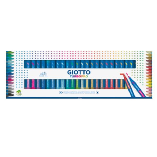 Giotto Turbo Pro Pennarelli Doppia Punta Acquerellabili - Confezione da 30 Pz