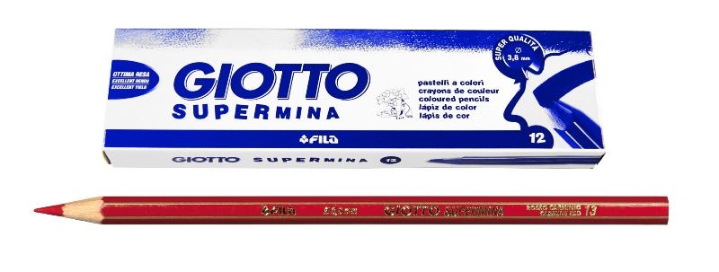 GIOTTO Pastello Supermina Rosso Carminio 13 - Mina Extra-Large 3,8 mm - Confezione da 12 Pezzi