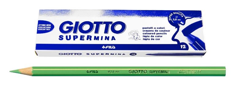 Giotto Matita Colorata Supermina Verde Cinabro 17 - Mina Extra-Large 3,8 mm - Confezione da 12 Pezzi