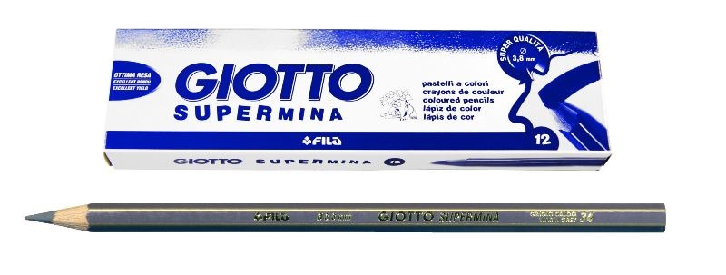 GIOTTO Supermina Grigio Caldo - Mina Extra-Large 3,8 mm - Confezione da 12 Pezzi - Pastello Colorato Premium