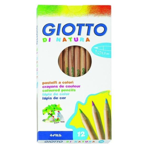 Giotto Di Natura - Astuccio da 12 Pastelli Colorati in Legno di Cedro, Mina 3,8 mm, Certificato PEFC
