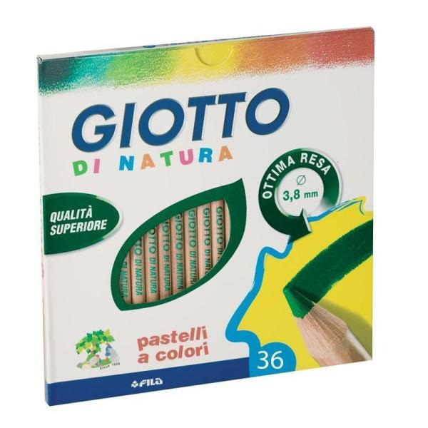 Giotto Di Natura - Matite Colorate Assortite, Astuccio da 36 Pezzi in Legno di Cedro della California, Mina Extra-Large 3,8 mm