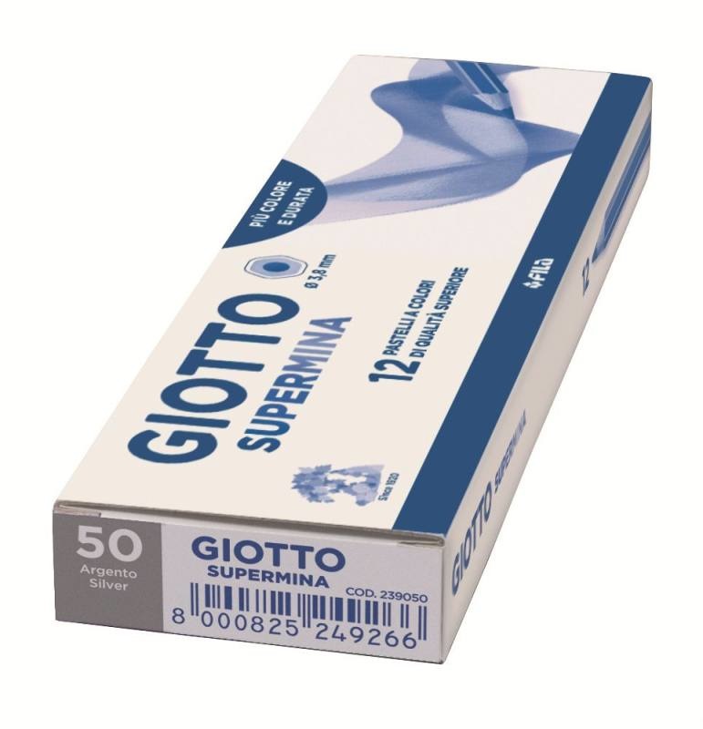 GIOTTO Supermina Argento 50 - Matita Colorata con Mina Extra-Large 3,8 mm - Confezione da 12 Pezzi