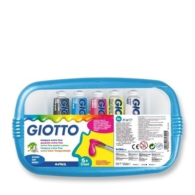 Giotto Tempera Ultrafine 21 ml - Confezione da 5 Tubetti Color Assortiti