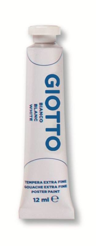 Giotto Tempera Ultrafine 12 ml Bianco - Tubetto in Alluminio, Densa e Coprente, Diluibile con Acqua