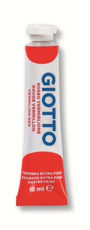 Giotto Tempera Extra 12 ml - Rosso Vermiglione - Pigmenti di Qualità Superiore, Alta Luminosità e Potere Coprente