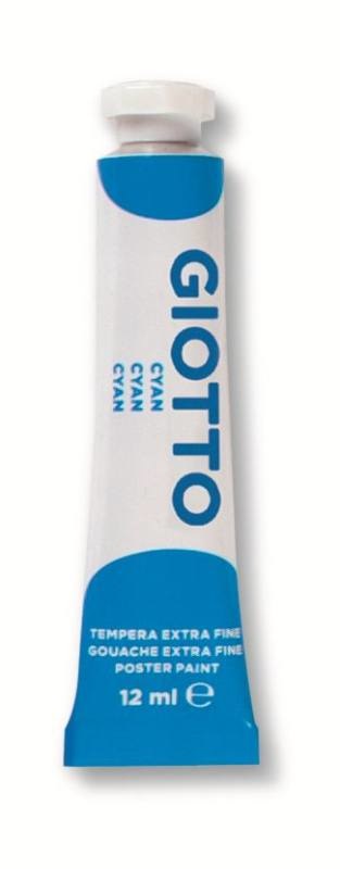 Giotto Tempera Tubo 12 ml Cyan - Alta Luminosità e Potere Coprente, Confezione da 6 Pezzi
