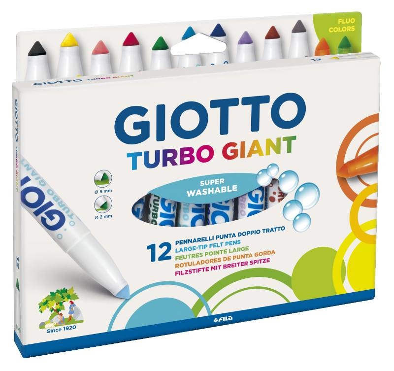 Giotto Pennarelli Turbo Giant - Astuccio da 12 pezzi, Punta Conica 7,5 mm, Super Lavabili, Certificati per Bambini 3