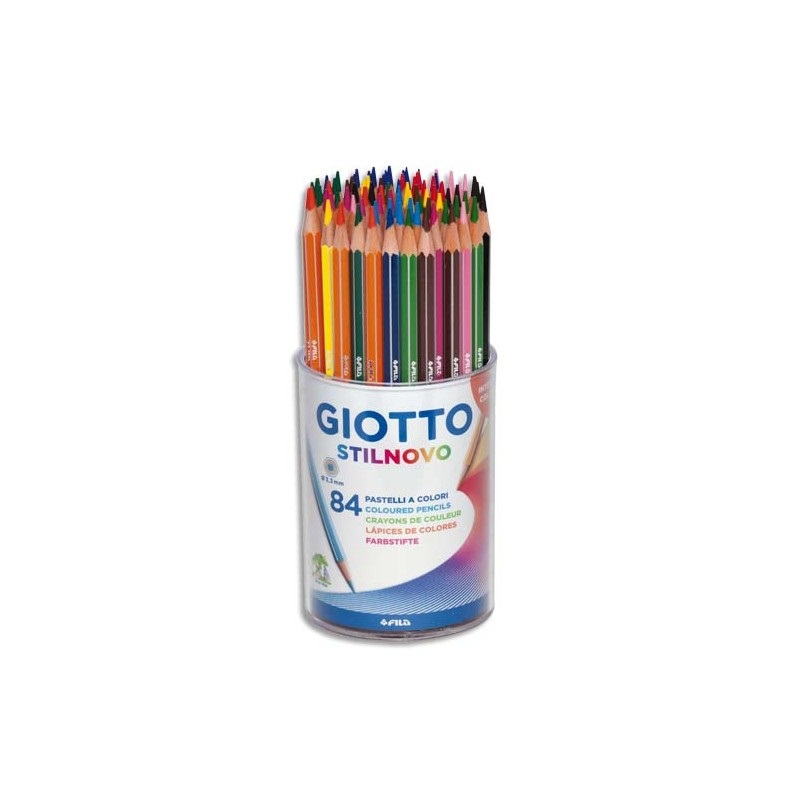 Giotto Stilnovo Pastelli Colorati - Barattolo da 84 Colori Assortiti, Mina 3,3 mm, Facile da Temperare