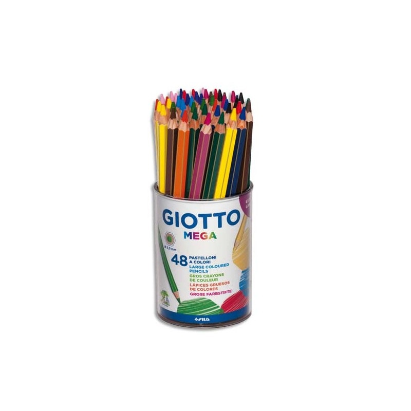 Giotto F518100 Pastellone Gigante 48 pz - Mina 5,5 mm, Colori Assortiti, Sezione Esagonale