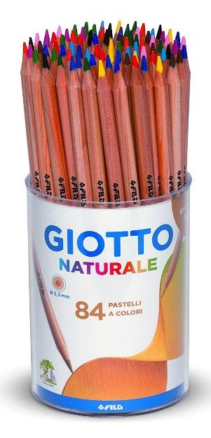 Giotto Pastelli Colorati Naturale - Barattolo da 84 pezzi, Mina 3,3 mm, Colori Assortiti