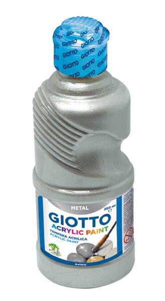 Giotto Tempera Acrilica 250 ml Argento - Pronta all'uso, Sicura per Bambini, Lavabile