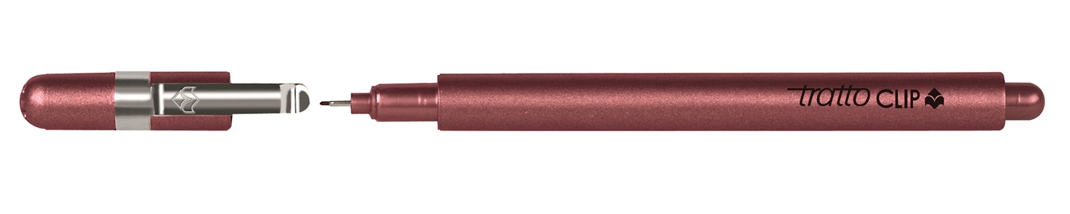 Tratto Clip Penna Tecnica a Punta Sintetica 0,3 mm Rosso - Conf. 12 pz - Corpo Metallizzato e Clip in Acciaio Inox