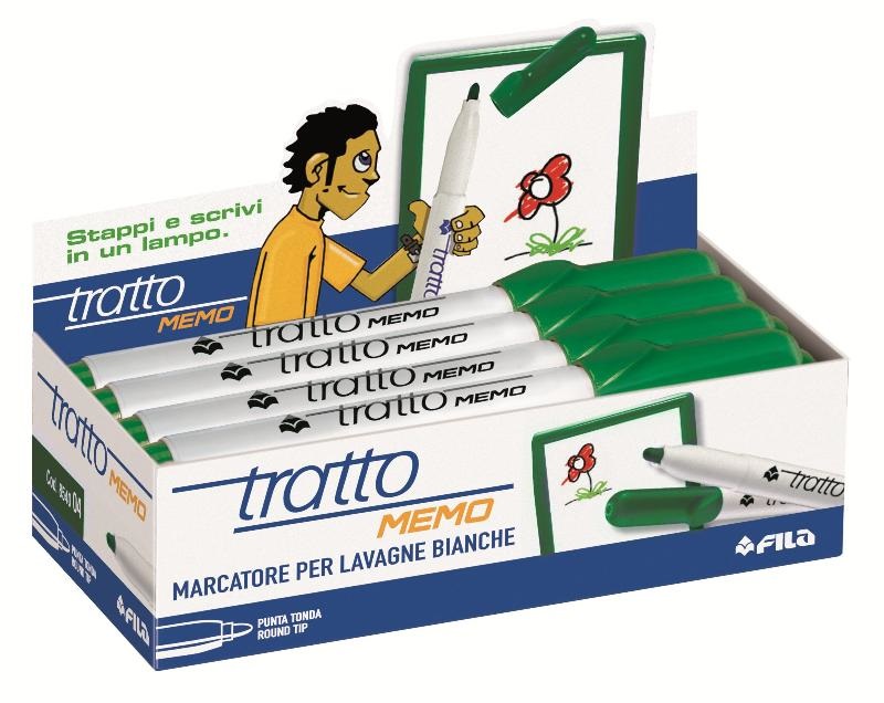 FILA Marcatore Tratto Memo Punta Tonda Cancellabile a Secco Verde 2,5 mm - Conf. 12 Pezzi