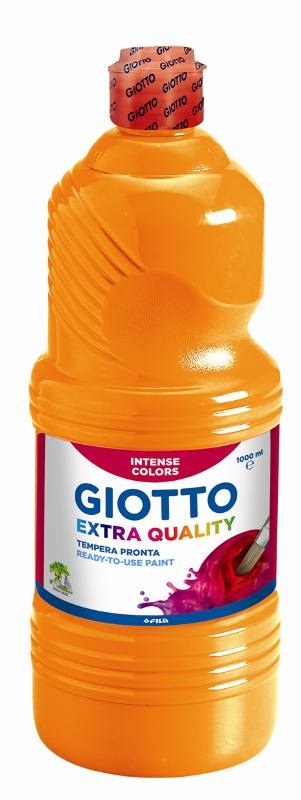 Giotto Tempera Pronta 1 Lt Arancione - A base d'acqua, facile da stendere, opaca e coprente, flacone con tappo dosatore
