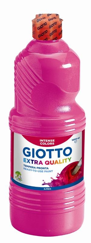 Giotto Tempera Pronta 1000 ml Magenta - A base d'acqua, facile da stendere, opaca e coprente, con tappo dosatore e impugnatura ergonomica